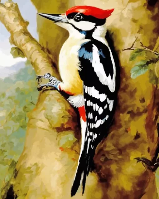 Cool Great Spotted Woodpecker Diamond Painting