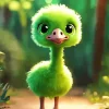 Cute Green Baby Ostrich Diamond Painting