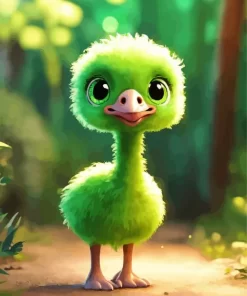 Cute Green Baby Ostrich Diamond Painting