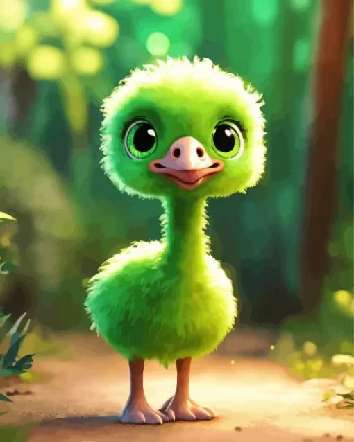 Cute Green Baby Ostrich Diamond Painting