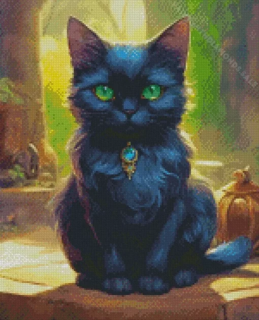 Cute Green Eyed Cat Diamond Painting