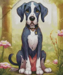 Cute Grey Great Dane Diamond Painting