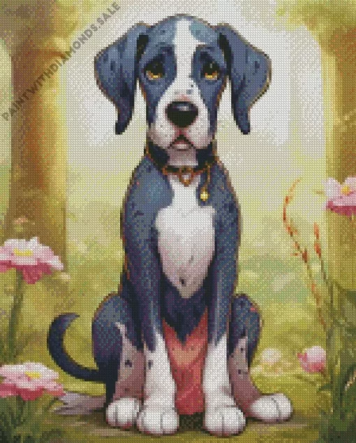 Cute Grey Great Dane Diamond Painting