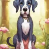 Cute Grey Great Dane Diamond Painting