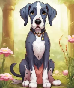 Cute Grey Great Dane Diamond Painting