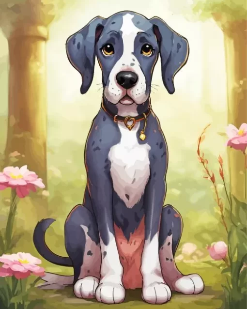 Cute Grey Great Dane Diamond Painting