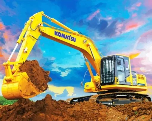 Excavator Komastu Diamond Painting