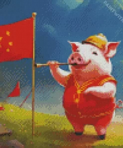 Excited Pig Diamond Painting