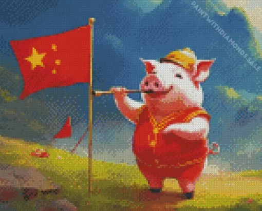 Excited Pig Diamond Painting