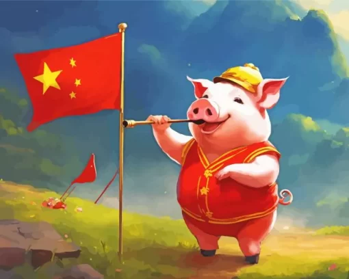 Excited Pig Diamond Painting