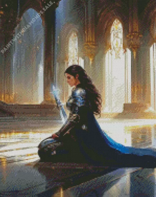 Female Warrior Kneeling art Diamond Painting