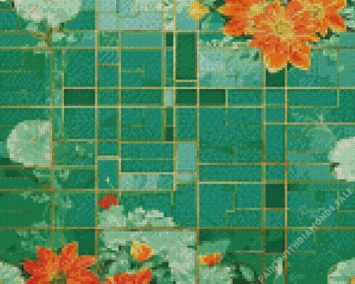 Floral Green Mosaic Diamond Painting