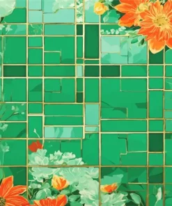 Floral Green Mosaic Diamond Painting