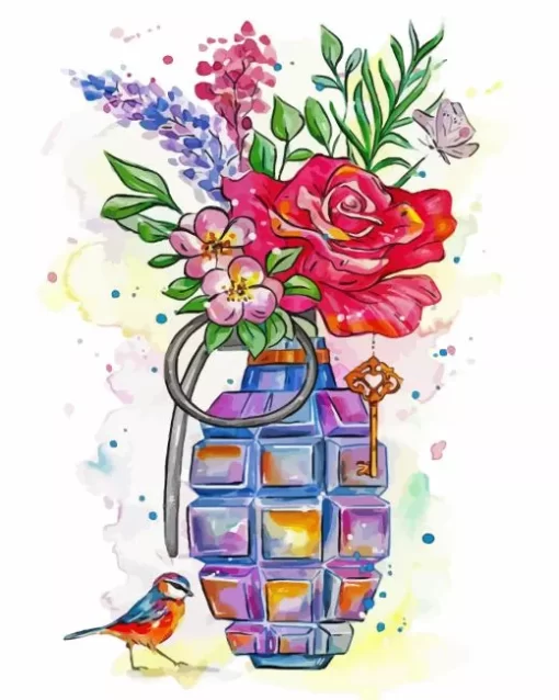 Floral Grenade Diamond Painting