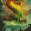 Furious Green Sea Dragon Diamond Painting