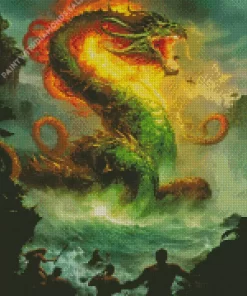 Furious Green Sea Dragon Diamond Painting