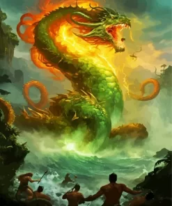 Furious Green Sea Dragon Diamond Painting