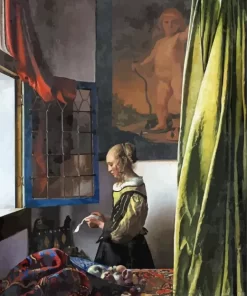 Girl Reading A Letter At An Open Window Diamond Paintings