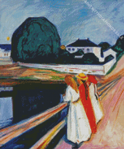 Girls On A Bridge Diamond Paintings