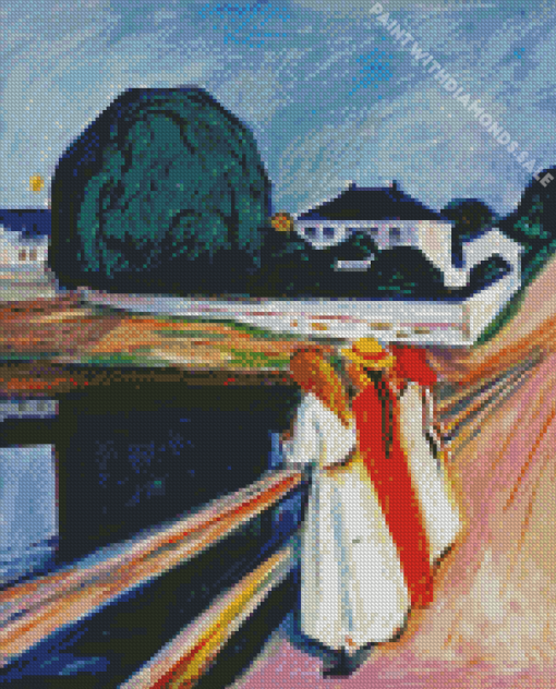 Girls On A Bridge Diamond Paintings