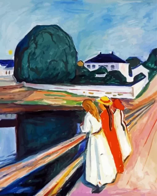 Girls On A Bridge Diamond Paintings