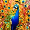 Golden Indian Peafowl Diamond Painting