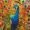 Golden Indian Peafowl Diamond Painting