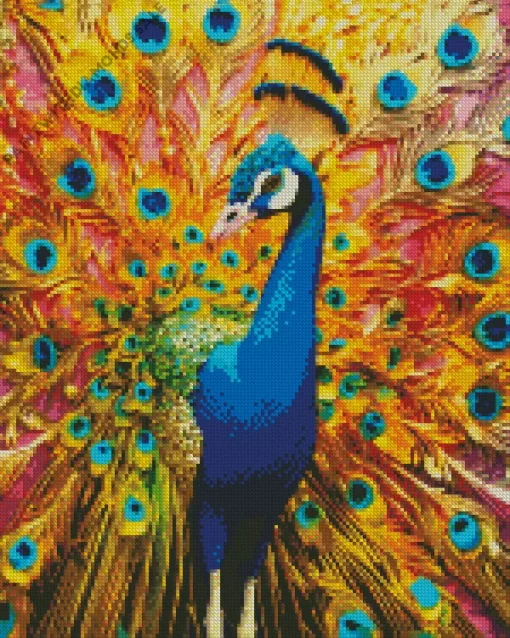 Golden Indian Peafowl Diamond Painting