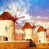 Greece Windmills Sunset Diamond Painting