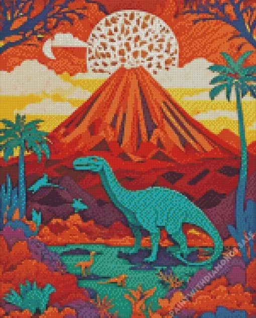 Green Brontosaurus Diamond Painting