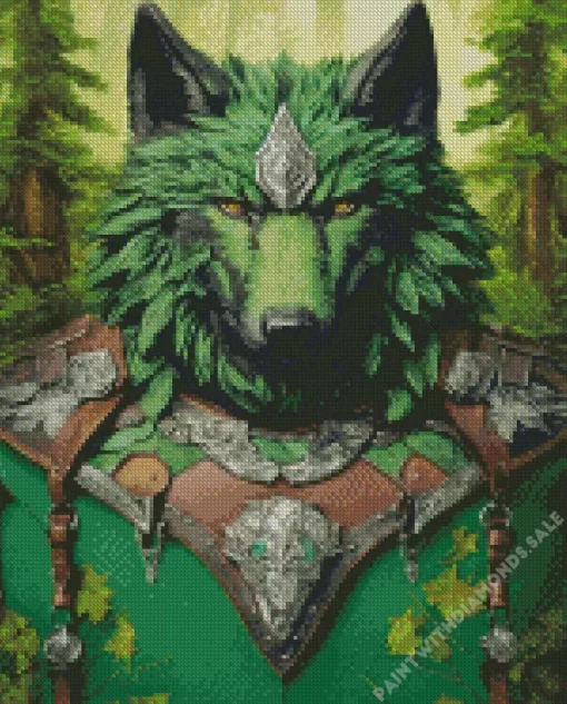 Green Wolf Art Diamond Painting