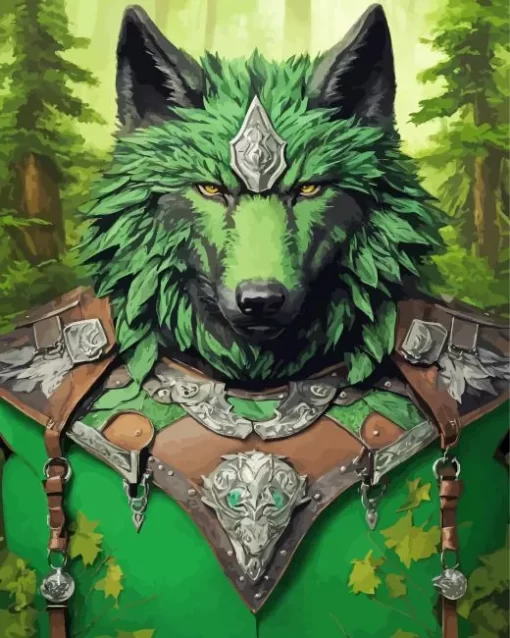 Green Wolf Art Diamond Painting