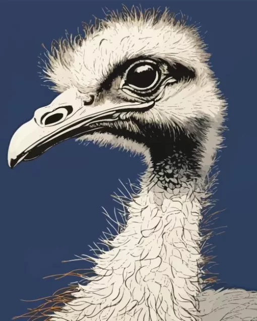 Grey Ostrich Bird Art Diamond Painting