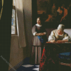 Lady Writing A Letter With Her Maid Diamond Paintings