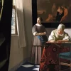 Lady Writing A Letter With Her Maid Diamond Paintings