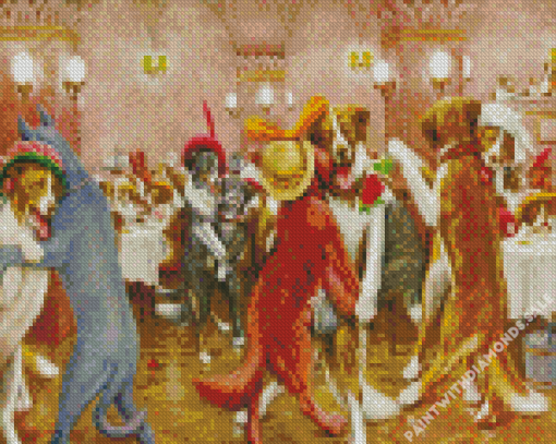 New Years Eve In Dogville Diamond Painting