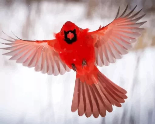 Northern Cardinal Bird Flying Diamond Painting