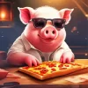 Pig Eating Pizza Diamond Painting