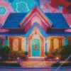 Pink And Blue House Diamond Painting