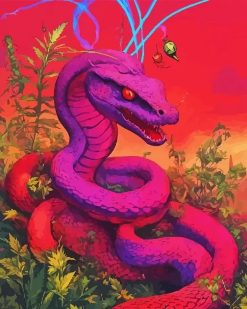 Pink Snake In The Jungle Diamond Painting