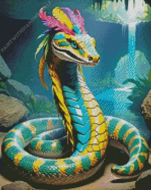 Snake With Colorful feathers Diamond Painting