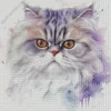 Splatter Grey White Persian Cat Diamond Painting