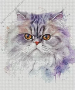 Splatter Grey White Persian Cat Diamond Painting