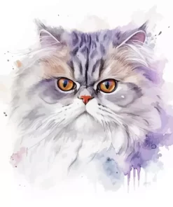 Splatter Grey White Persian Cat Diamond Painting