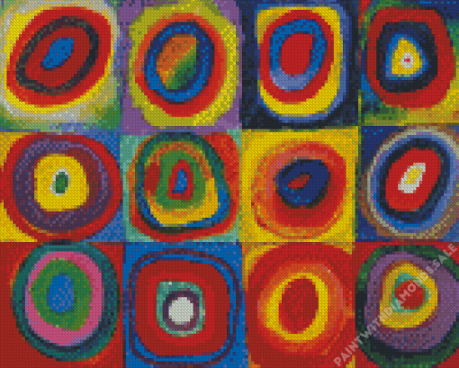 Squares With Concentric Circles Diamond Paintings