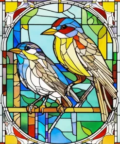 Stained Glass Goldfinch Couple Diamond Painting