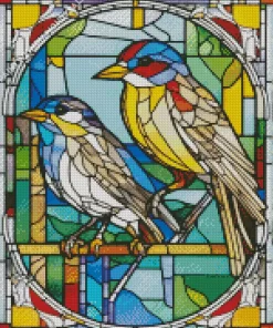 Stained Glass Goldfinch Couple Diamond Painting