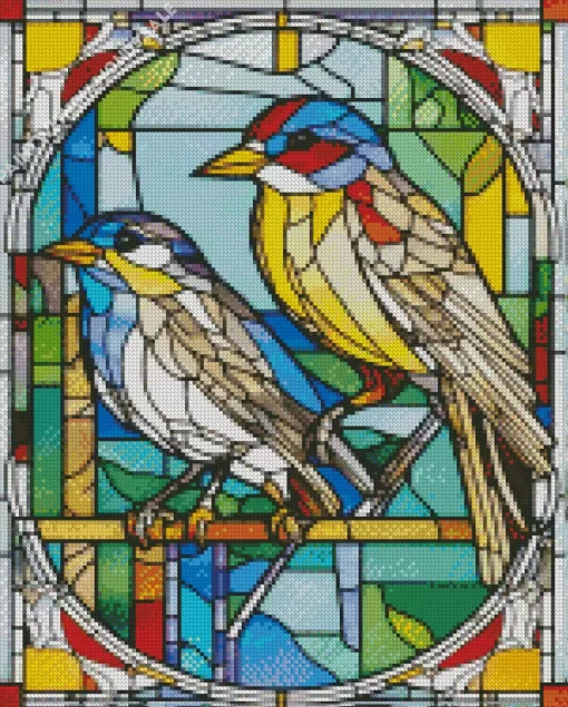 Stained Glass Goldfinch Couple Diamond Painting