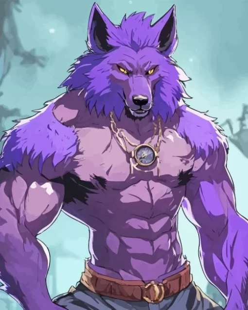 Strong Purple Wolfman Diamond Painting