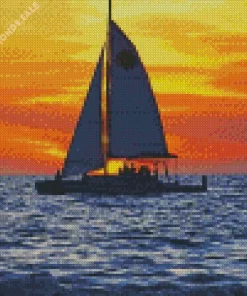 Sunset Boat Diamond Painting